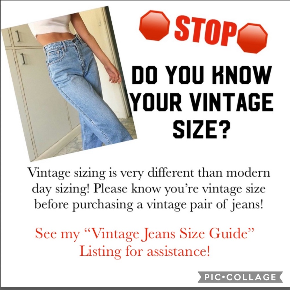 Vintage Jeans Size Guide